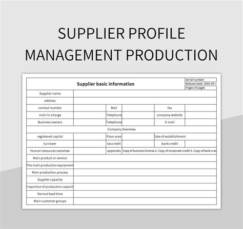 Supplier Profile of X.